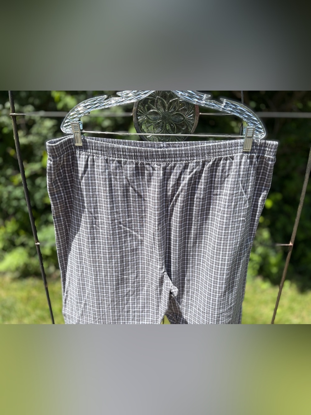 Puritan Gray Plaid Elastic Waist Lounge Sleep Pants 100% Cotton Men's Large Soft - Picture 5 of 14